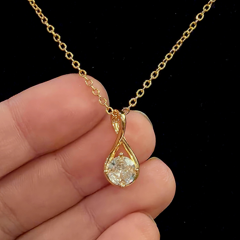 Certified 2 Carat Moissanite 18k Gold Plated Over Sterling Silver Necklace - Picture 10 of 13